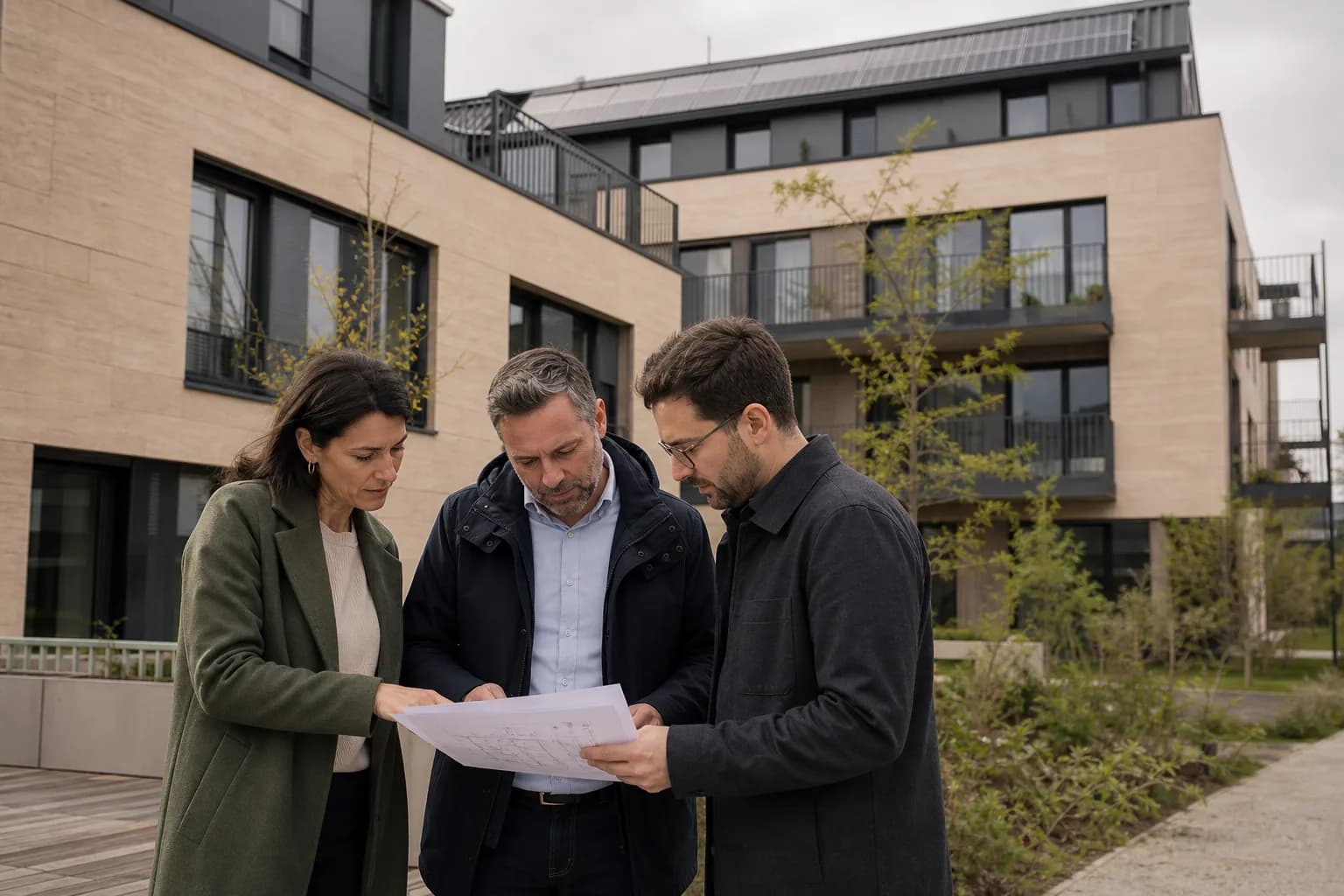 Projektteam bei der gemeinsamen Planung einer Gebäudeversorgung