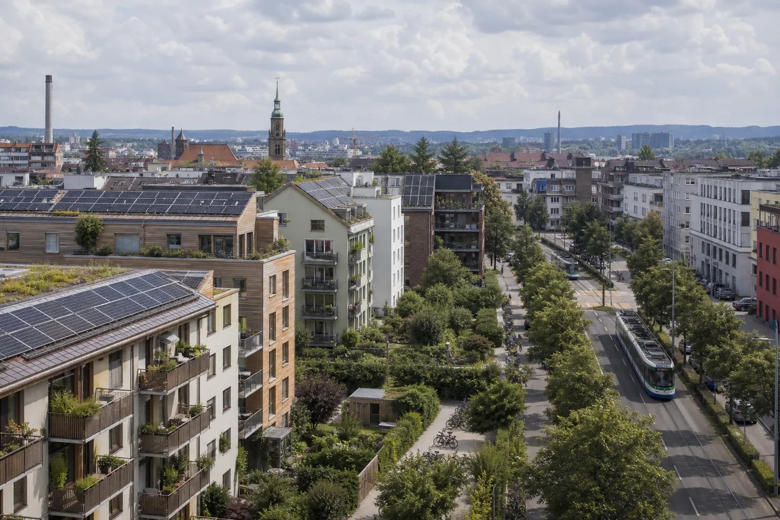 Stadt mit Photovoltaik