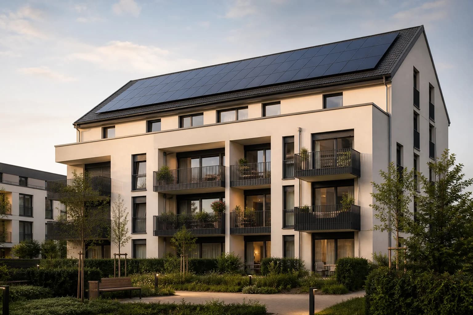 Mehrfamilienhaus mit gemeinschaftlich genutzter Photovoltaikanlage